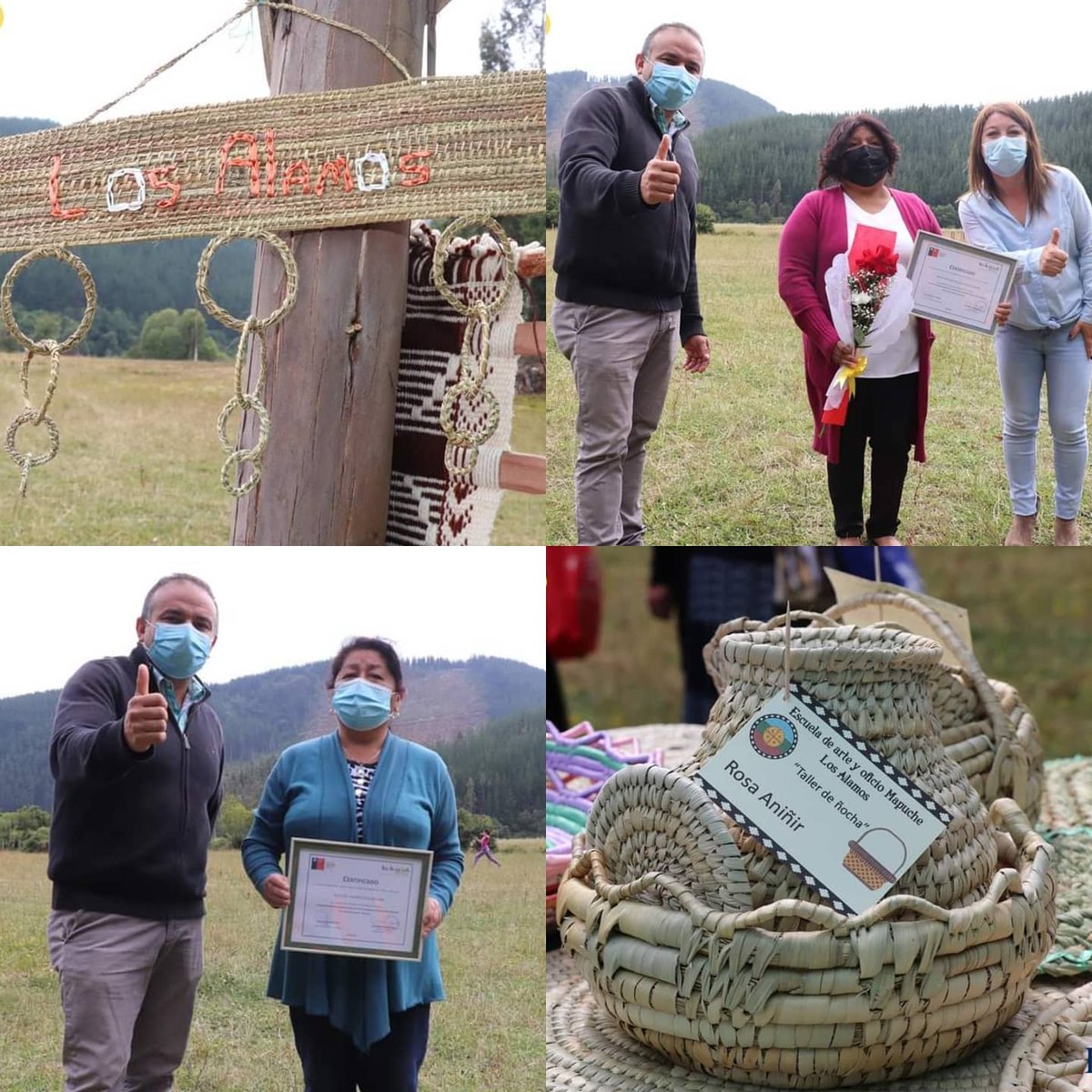 MuniLosAlamos's tweet photo. 🎖️ Pese a la pandemia, nuestras lamuen se las ingeniaron para desarrollar, aprender y concluir exitosamente los talleres de ñocha y telar, dictados en la Escuela de Arte y Oficio Mapuche  ✊✊ #losalamos2021
#LaCulturaMapucheNoMuere
#ArteAncestral #Conadi
#EstrelladeConcepción🗞️ https://t.co/Lcxfpm8Gjq