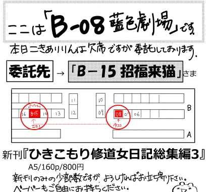 #関西コミティア60 明日、当スペース『B-08』にメッセージを書ける小さな張り紙を用意します。

今回色んな事情で欠席のサークルさんと、また会えますように、願いを込めて。

後日twitterで共有したいと思っています。
たくさんの人に届けられたら嬉しいです。
#続け関西コミティア 