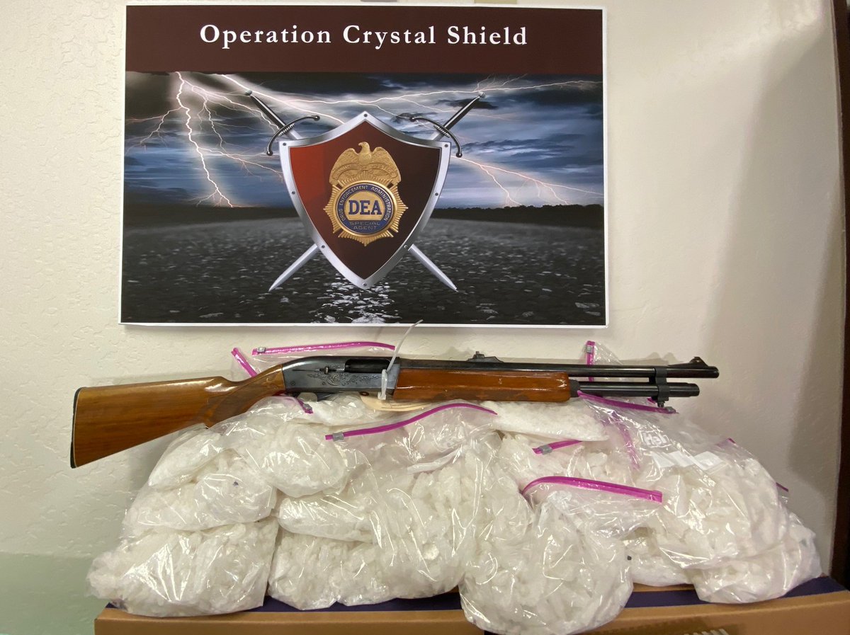 DEAHQ's tweet photo. DEA Acting Administrator Shea: “When DEA announced #OperationCrystalShield last February, we pledged to adjust, adapt, & expand our efforts…It is imperative we continue to keep up the intensity & reverse the trend of increased meth on our streets...” https://t.co/6MFdtrqLAi https://t.co/LadH0dyz7T