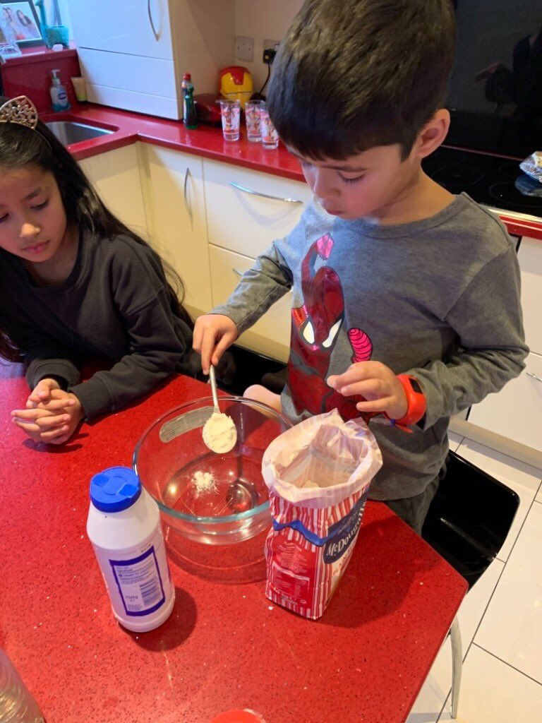 StPetersSD's tweet photo. We’ve had some great maths work in Reception in school and at home this week! Well done to our Home Learners who measured ingredients to make their own playdough! #superheroesatwork https://t.co/K4ioXLFFCM
