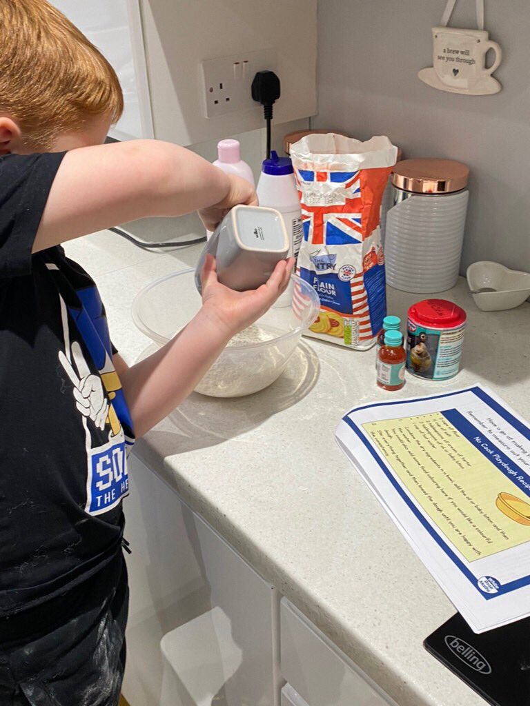 StPetersSD's tweet photo. We’ve had some great maths work in Reception in school and at home this week! Well done to our Home Learners who measured ingredients to make their own playdough! #superheroesatwork https://t.co/K4ioXLFFCM