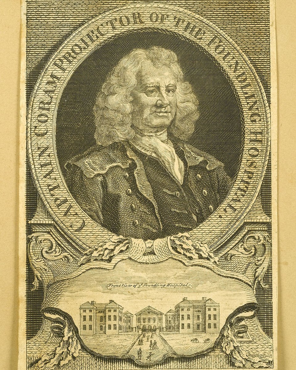 FoundlingMuseum's tweet image. This work by Nathaniel Parr from was originally engraved for London Magazine 1749. Around Coram's portrait reads 'Captain Coram Projector of the Foundling Hospital'.