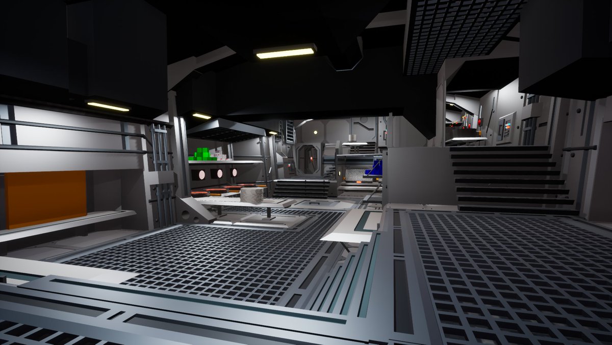 And here it is, one week later. This pass was all about figuring out the architecture of our space. We will be adding detail, improving textures and polishing it up over the next few weeks. 

Which version do you prefer? 

#screenshotsaturday #UE4 #indiedev #indiegame #scifi