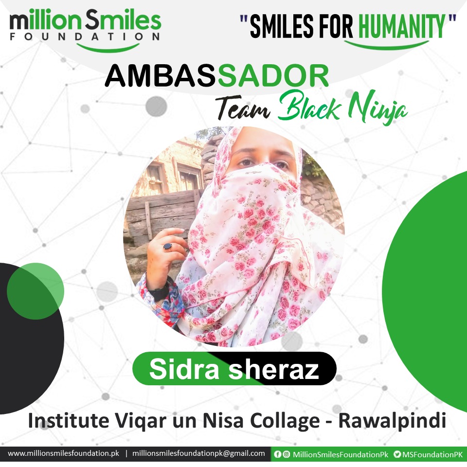 MSfoundationPK's tweet photo. Dreams don't work, unless you do!

Million Smiles Foundation is proud to announce Ms. Bakhtawar Abid, Ms. Iqra Bano, Ms. Sidra Sheraz and Ms. Hafsa Rasool our AMBASSADORS of "Smiles for Humanity" as "Team BlackNinja".

#MillionSmilesFoundation  #SmilesForHumanity #TeamBlackNinja https://t.co/x0bzGSgM0s