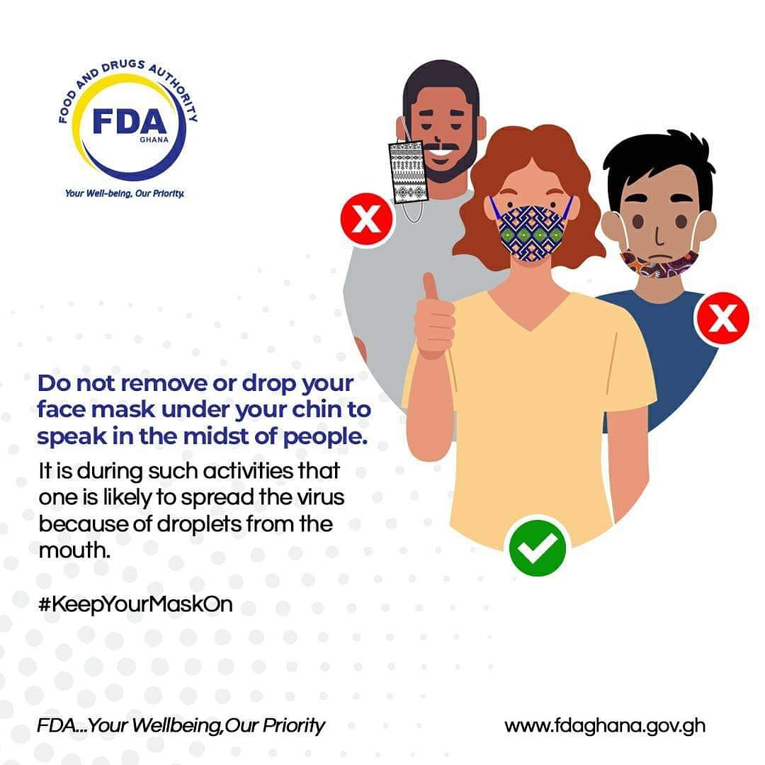 fdaghana_'s tweet photo. We cannot change the winning strategy. Let us continue adhering to the Covid-19 safety protocols to help stop the spread of the virus. Wear your mask the right way at all times.
#covid19gh #FDAGhana #winningpublicconfidence https://t.co/AHI5kQ7EBp