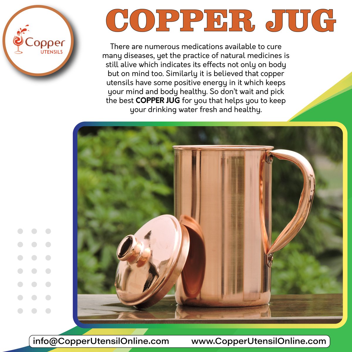 copperutensil's tweet photo. @copperutensil 

Click on the website link to know more..!
https://t.co/C0vRpYXUKf
#CopperUtensilsOnline #copperutensils #copperutensil #health #healthyliving #healthybody #handmade #healthylifestyle #purewater #purecopper #copperjug #jug  #ayurveda #CoronaVaccine #coronavirus https://t.co/ODRCMcpL1l