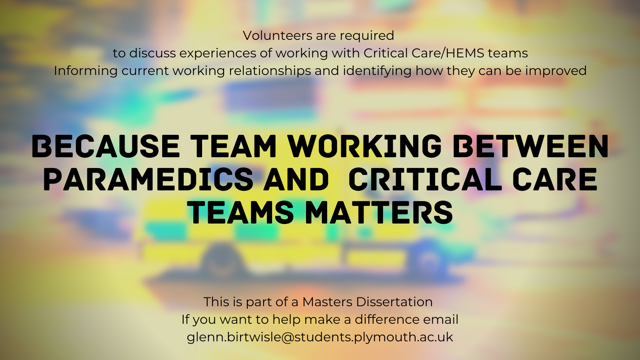 A request for help from uk Ambo's. If you can give me an hour of your time in confidence I'll be hugely grateful.