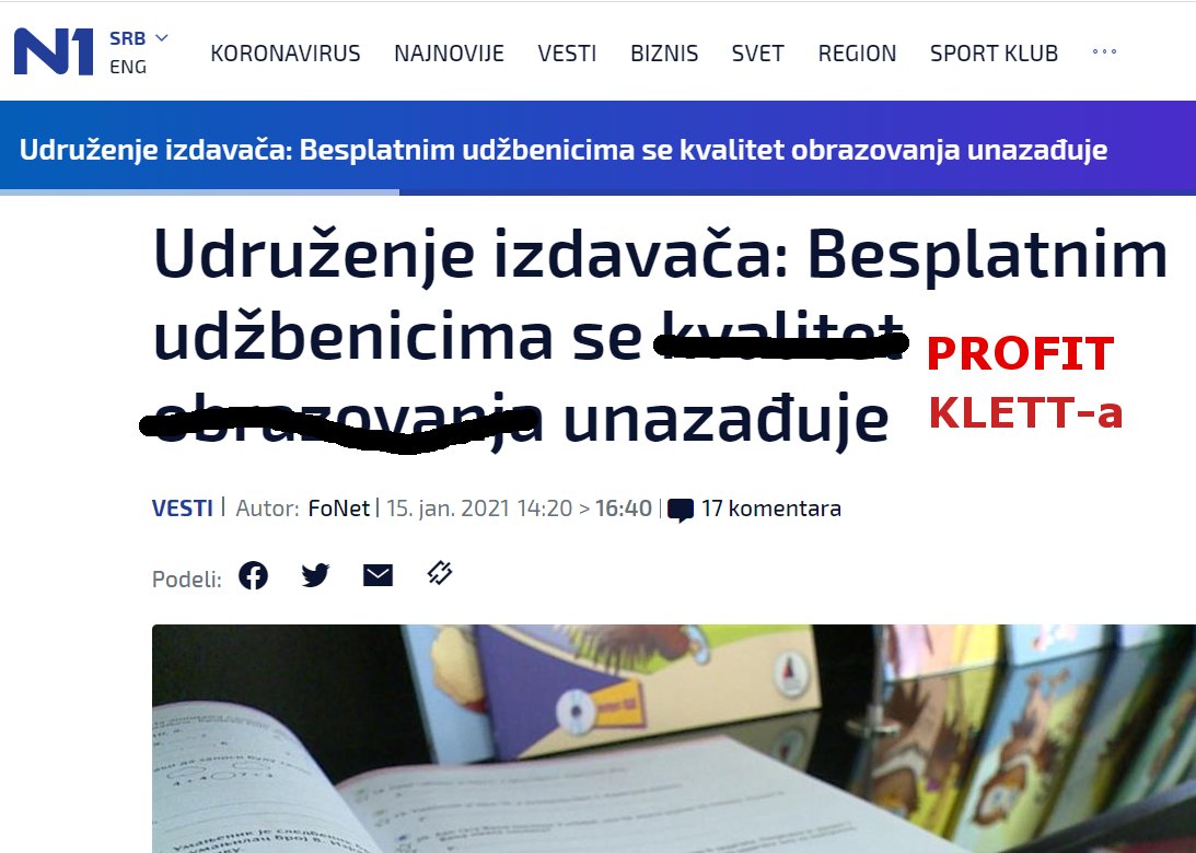 .@N1infoBG evo, ispravila sam vam ovo.

Posao novinara nije da krupnom kapitalu obezbedi platformu za nametanje tema koje brane njihove finansijske interese.

Posao novinara je da OBRADE TEMU besplatnih udžbenika na istinit, sveobuhvatan način.
