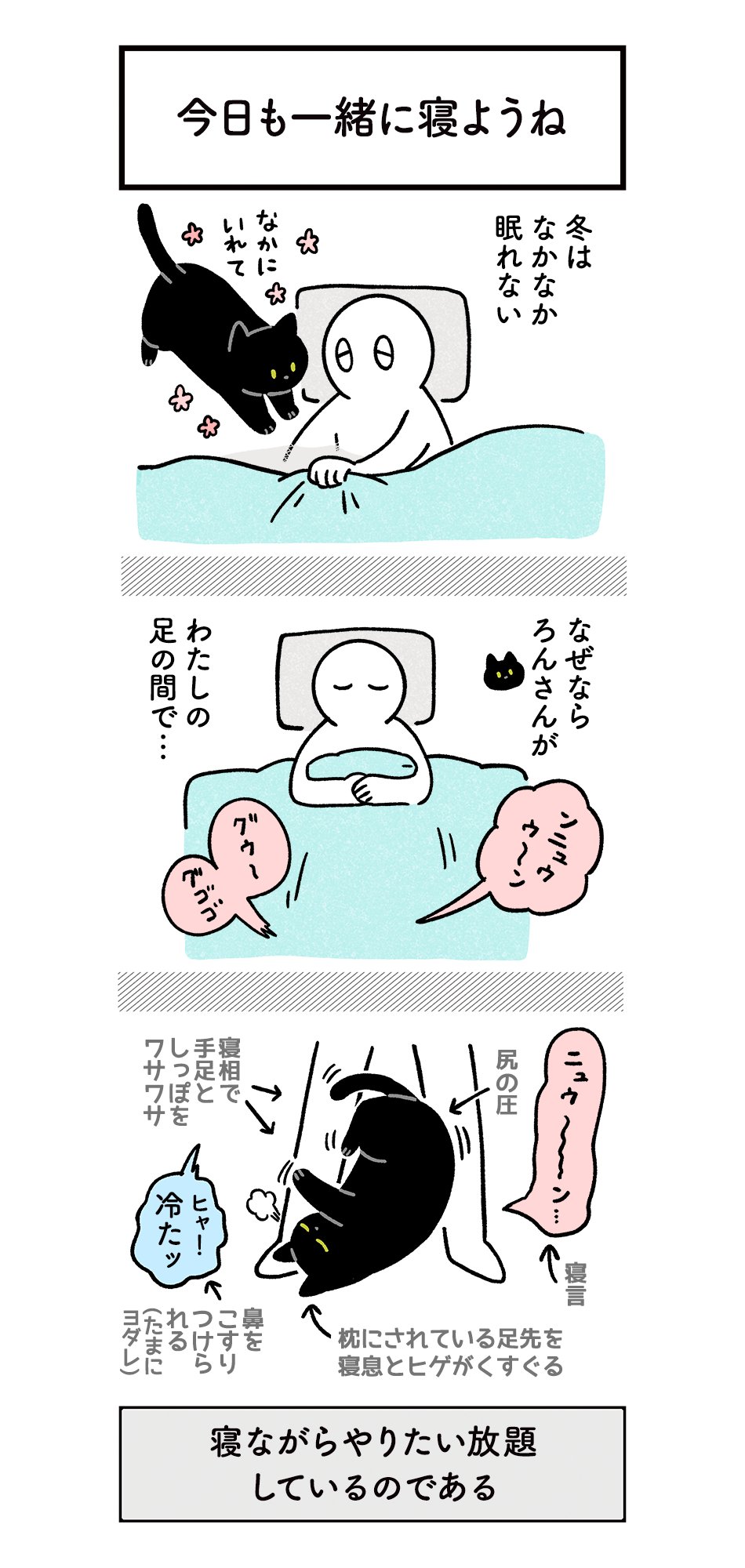 Akr 4巻でました 寒い冬は絶対にお布団の中で飼い主の足を抱きまくらにして寝たい という気持ちに満ちあふれているねこの絵日記 ろんの絵日記 T Co Iy5ixs5n8m Twitter