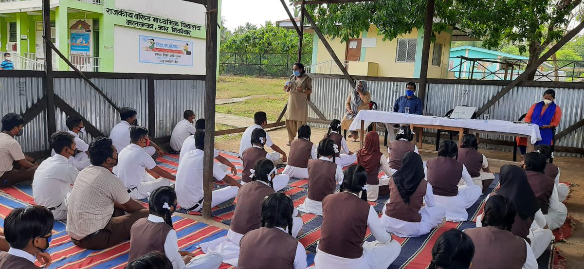 SP_Nicobar_ANP's tweet photo. Today Nicobar Police is also celebrating A&amp;N Police Raising Day, 2021 in a befitting manner.On this occasion various awareness programmes on cyber crimes, POCSO Act,Traffic rules, Covid &amp; interactions with local communities have been conducted across the Police Stations of distt. https://t.co/NpmcMPHk5z