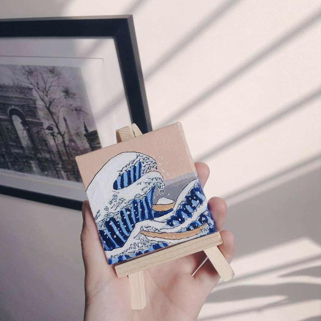 artistrylabel's tweet photo. The miniature paintings are back! With this, we are introducing, The Artistry Label Signature Artists Collection — The Starry Night by Vincent Van Gogh and The Great Wave off Kanagawa by Hokusai for P450 each! https://t.co/8Abljfy3x5