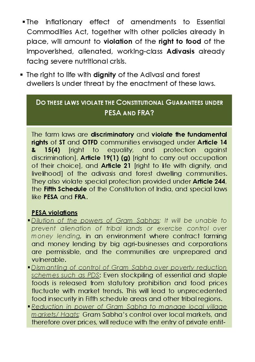 Dear Friends,We have analyzed the implications of the "farm laws" on the Adivasis and other forest-dwelling communities over the past month. Using our analysis we have prepared a Booklet. Hope this analysis will improve our socio-legal understanding of the matter. Zindabad!