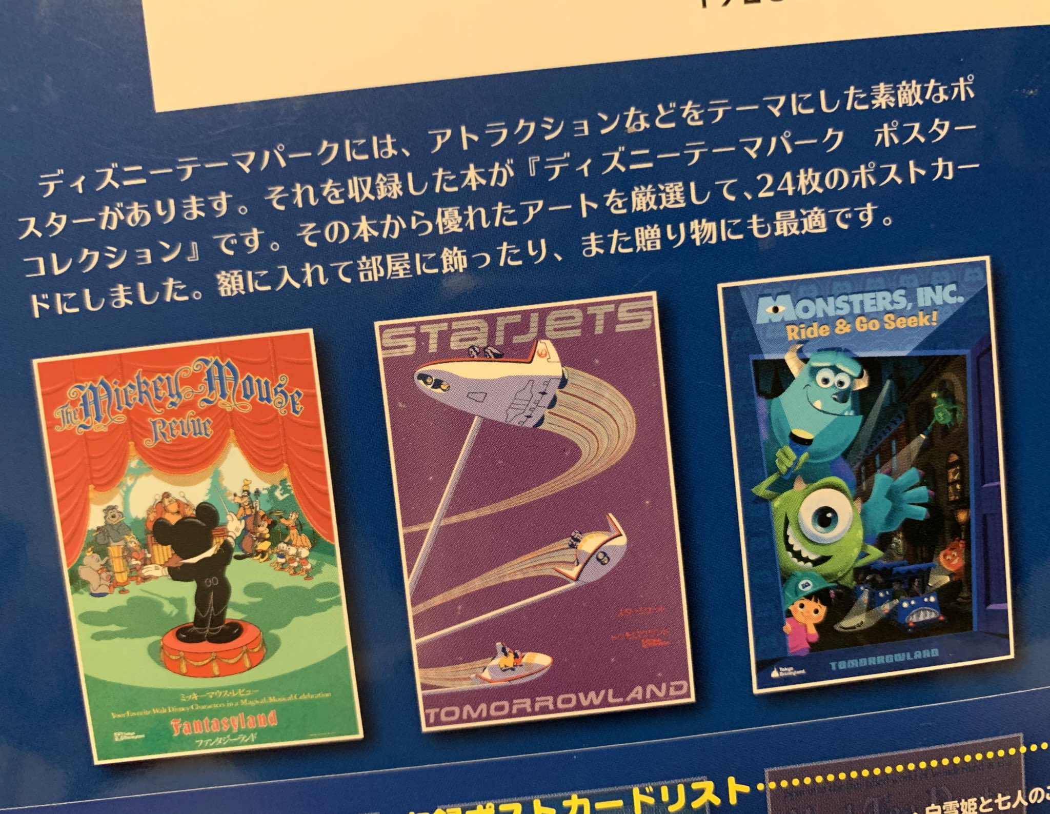 𝕞 𝕠 𝕤 𝕠 ディズニーパークポスターのポストカードブック見つけて即買いしてしまった 日本 海外パークのアトラクやレストランのポスターイラストが盛りだくさんでヲタクのみんな大好きカンベアストームライダー2万マイルシンドバッドクリパレミッキマ