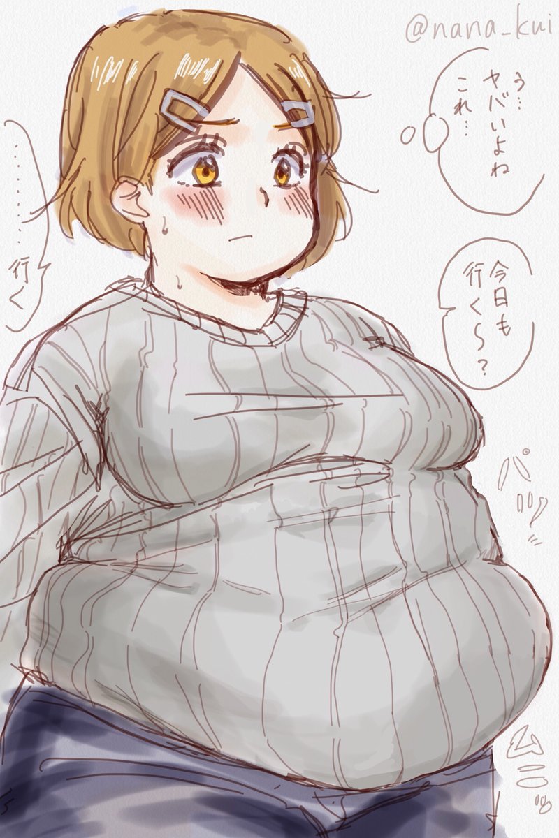 nana_kui's tweet photo. あんまり何も考えずにシークエンス描いてた
縦セーターちゃん肥満化〜 https://t.co/Okr80nZ8WJ