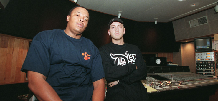 Eminem was still making payments on his trailer home when 'The Slim Shady LP' was released.Dr. Dre fell off his chair laughing after hearing Eminem's 3rd verse on 'Guilty conscience'.