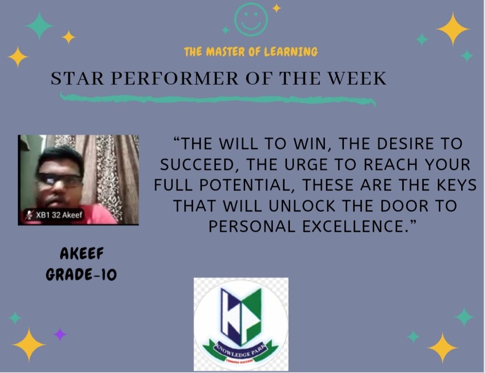KPIS18's tweet photo. #KnowledgeParkians are trained in a way that they understand today's competitive environment. Let's look at the #StarPerformersOfTheWeek before we move ahead with a new week of opportunities.

#KPIS #NurturingDreamsIntoReality https://t.co/Fkt2Or9tVL
