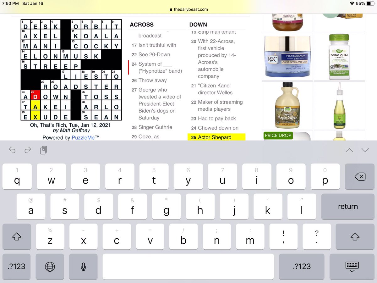 melissasmith25's tweet photo. @daxshepard you are a clue in the Daily Beast Crossword! https://t.co/hbs2xtCqWg