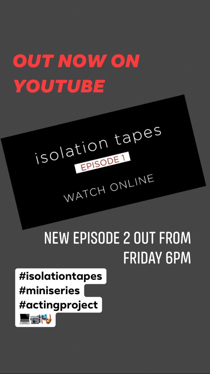 Gambit_Ace's tweet photo. Shout out to everyone who tuned into the new #miniseries created by Rachel Walters @IsolationTapes
Episode 1 is OUT NOW
On @YouTube πΉπΌπ»π
https://t.co/zr7fi4OLQY
Episode 2 - Out Friday @ 6PM
#isolationtapes #acting #aamimt #miniseries #actingproject https://t.co/LBLNpVii7D