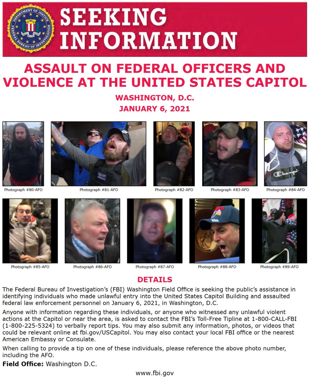 FBIWFO's tweet photo. #FBIWFO is seeking the public's help in identifying those involved in assault on law enforcement officers at the US Capitol on Jan 6. If you have info, call 1800CALLFBI or submit photos/video to https://t.co/NNj84wkNJP.  https://t.co/xFiueYLdWq https://t.co/e257J4aGuw