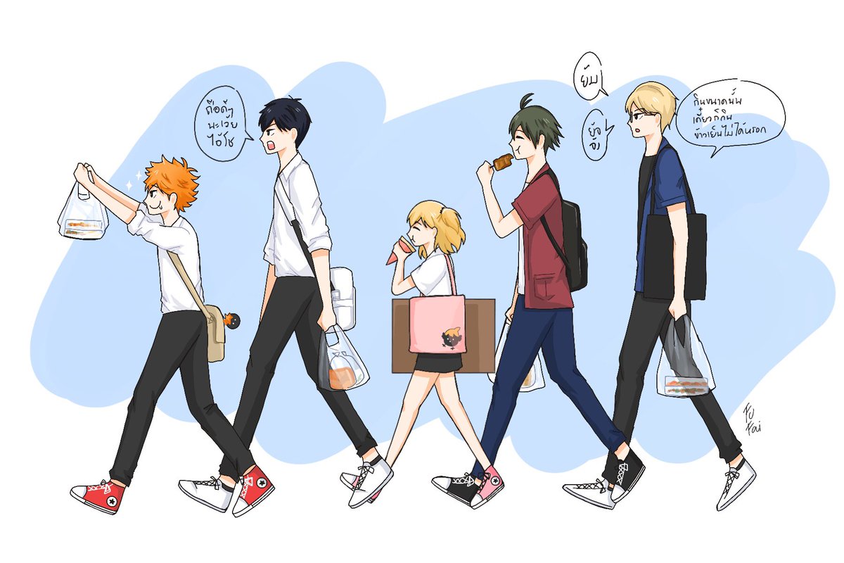 Feonfou's tweet photo. เลิกเรียนแล้วกลับหอไปกินข้าวกัน~

(AU น.ศ.ไทยนะคับ)
#haikyuufanart #haikyuu 
#hinatashoyo #kageyamatobio 
#yachihitoka #yamaguchi #tsukishima https://t.co/n1kag0pfir