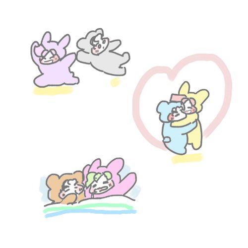 uchi_jj's tweet photo. いろんな色のクマたろとウサはなちゃん

＃今日のウサはなちゃん https://t.co/gEg2RETwYd