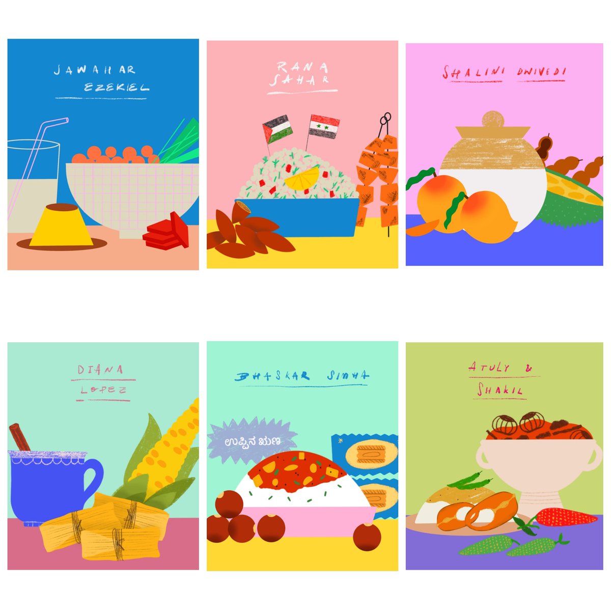 If only one could eat colours! Stunning illustrations by Shivani Parasnis for #tabletalk. To read and know more head to joinourtabletalk.com! #food #foodmemories #stories #identity #belonging #home #illustration