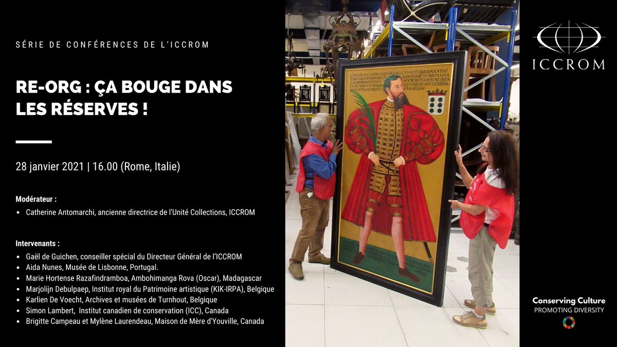 ICCROM's tweet photo. Série de conférences de l'#ICCROM: prochaine session le 28 janvier 2021, à 16:00 (Rome). Nous vous attendons!
ℹ️https://t.co/PfQwhz5L8Z
@REORG_storage
#iccromlectureseries #reorgtips #musées https://t.co/0hQiJuTrDp