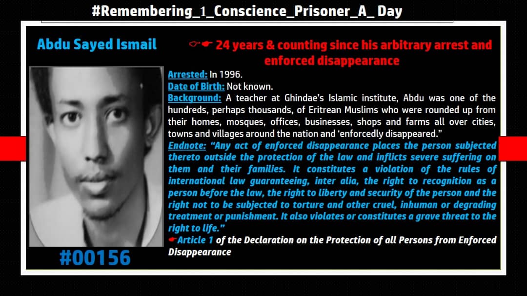 RemEPOC's tweet photo. ▶️Abdu: A teacher from z town of #Ghindae, arbitrarily arrested & enforcedly disappeared 24 yrs back.. another one of z 1000s of #Eritrea|n citizens who 'disappeared' under Mr. Isaias's rule of 29+yrs who remain, still, unaccounted for..👇
#WhereAreTheyEritrea #WhereAreThey? https://t.co/cv8bNVyXFD