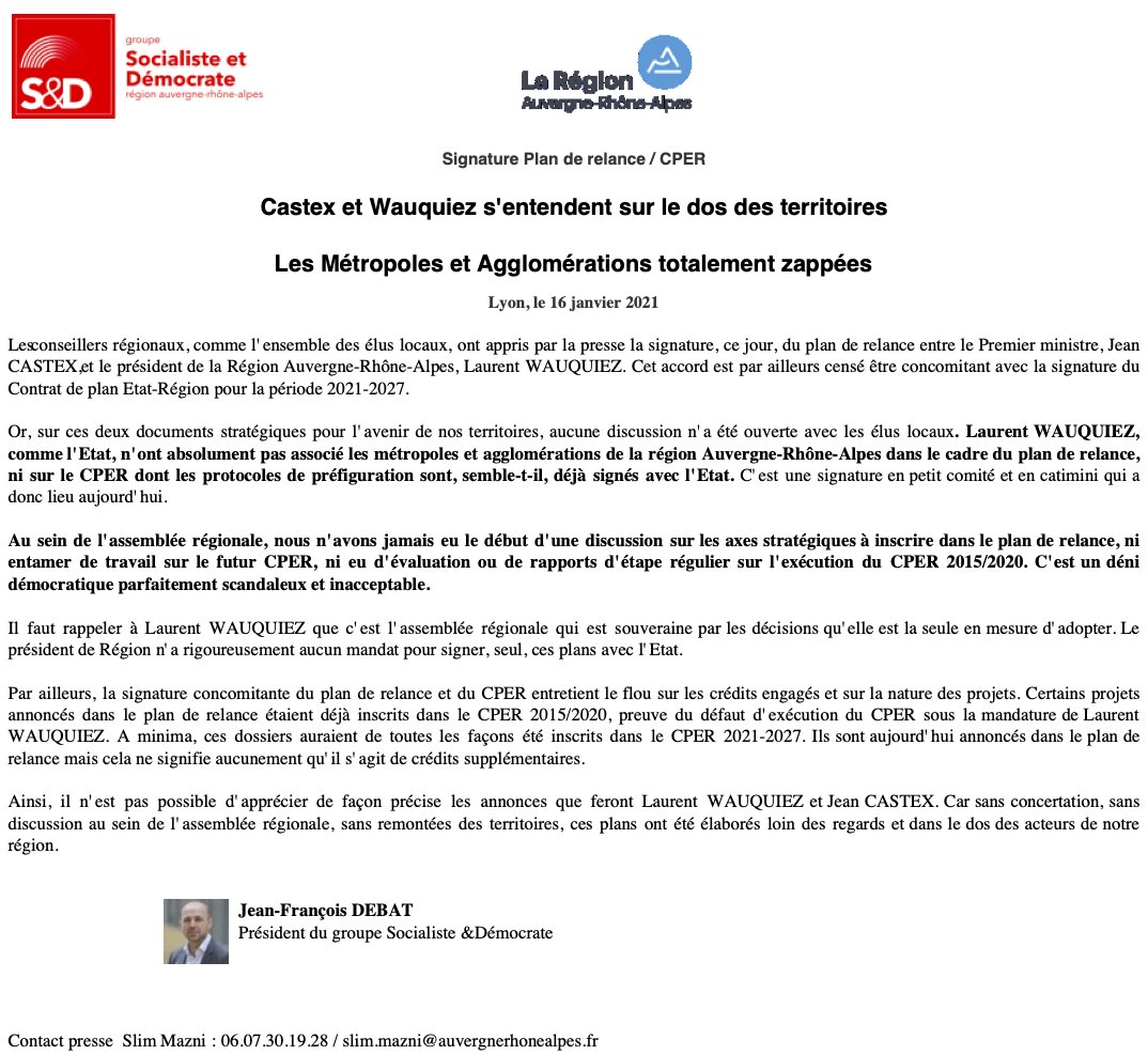 J.#Castex et L.#Wauquiez ont signé en petit comité et en catimini 2 docs stratégiques pour l'avenir de nos territoires : le plan de relance et le CPER 2021-2027
❌ 0 discussion avec les élus locaux 😠
❌ Les métropoles et agglos pas associées😠
👎 0 pointé pour la démocratie !