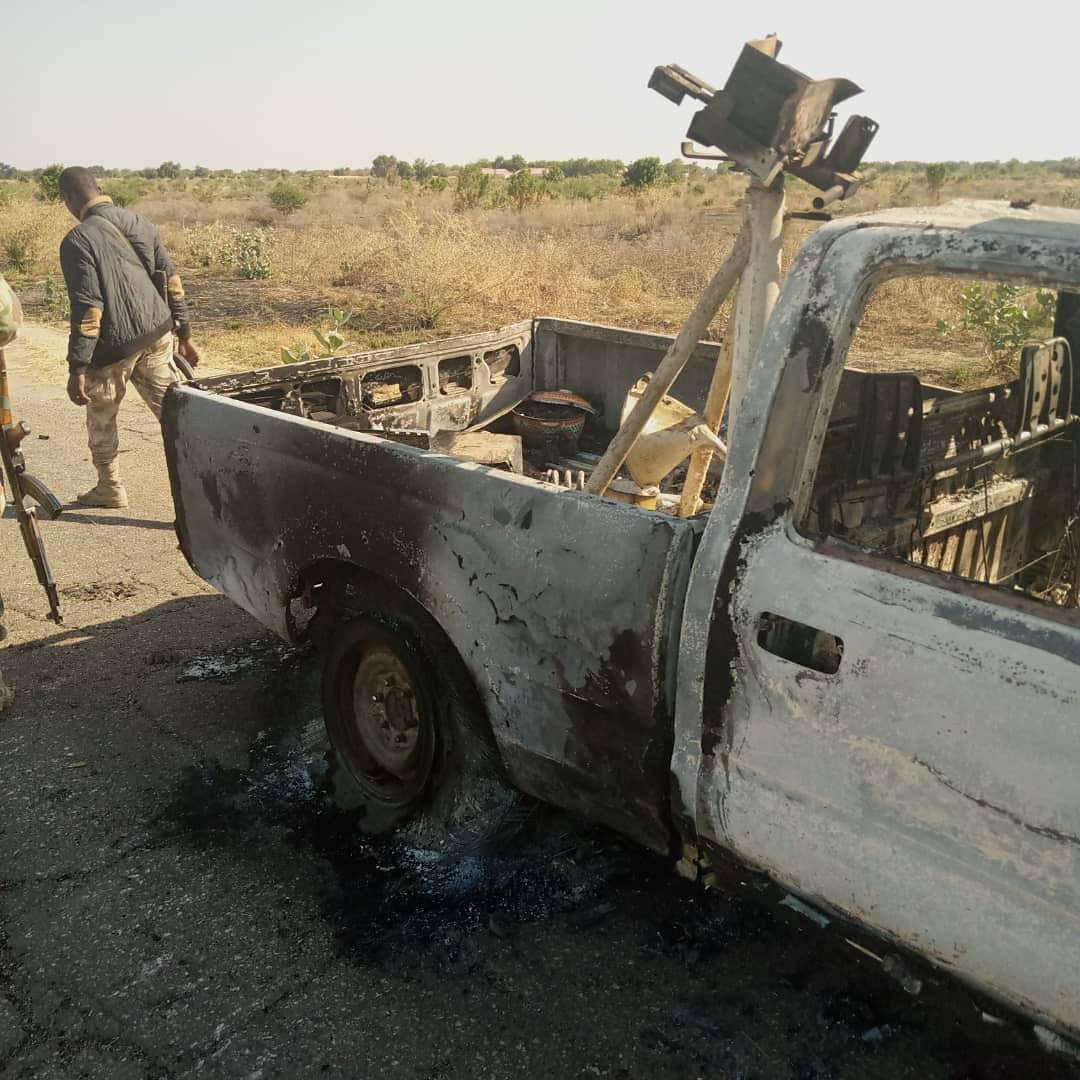 HQNigerianArmy's tweet photo. AGAIN TROOPS NEUTRALISE BOKO HARAM TERRORISTS IN MARTE AXIS, DESTROY 7 GUN TRUCKS, RECOVER ARMS

https://t.co/EVJ97LkkIr https://t.co/DfBLOupddA