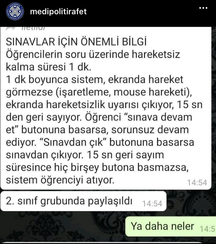 ilyadacblr's tweet photo. Kamera açmayı anlarım ama bu kadar gerçekten fazla biz istemedik online olmasını yok boş sorulara geri dönme şansınız yok sıfır olarak hesaplanacak yok bir soruda dakika süreniz 1 dakika final demek tüm konuları kapsaması demek neyiz biz robot mu  #sabrımızkalmadımedipol https://t.co/0kZiGIDilw