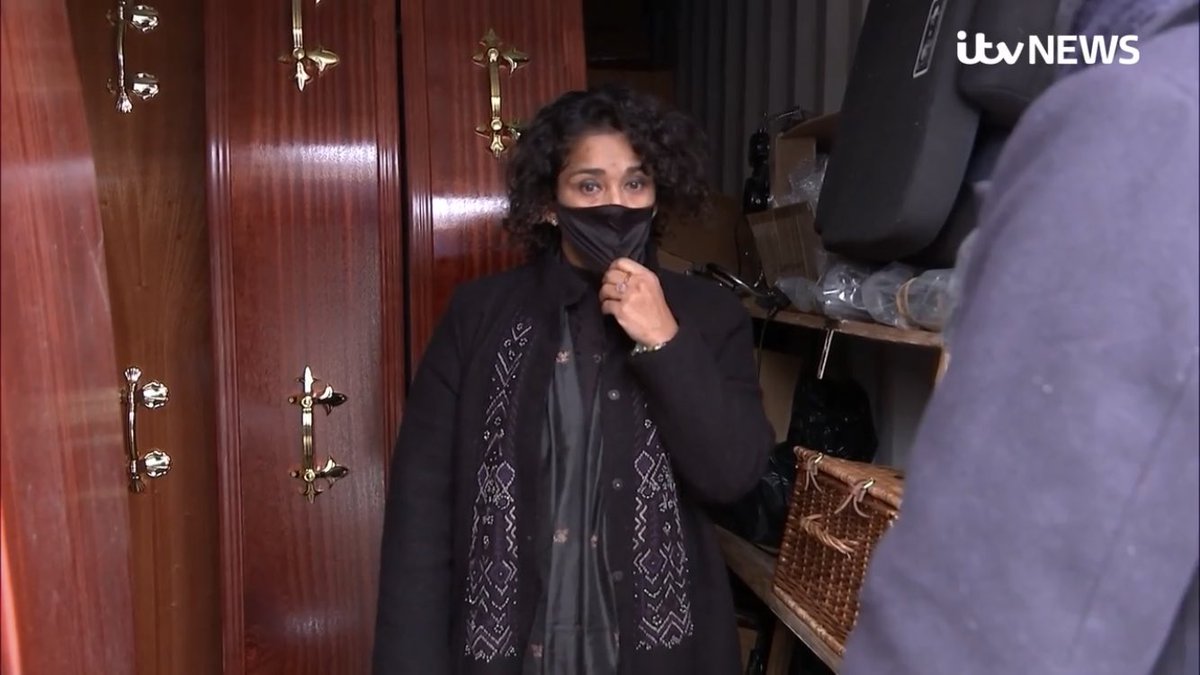 Hasina Zaman, a Funeral Director in East London invited  @itvnews to her storeroom & her rapidly depleting coffin store. She told us her stock which would take well over two months to run out normally, will now run out in just two weeks & says ‘We are the in the eye of the storm’.