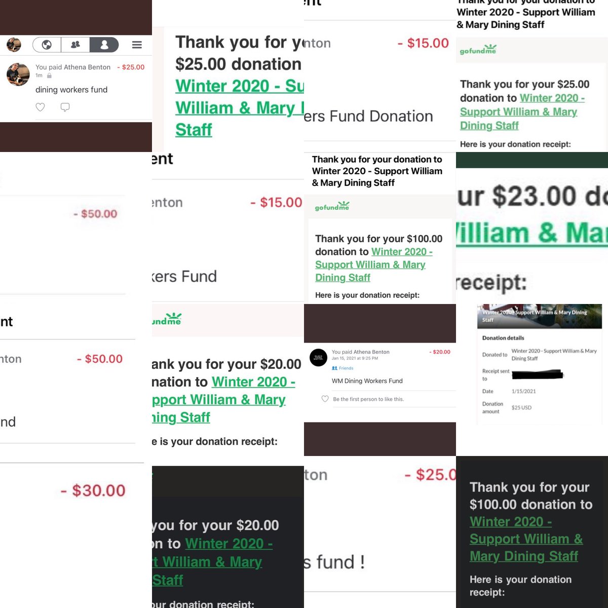 In just 24 hours, we matched up to $300 in donations, with an additional $343 — a grand total of $943 for W&amp;M dining staff 🤯🤯🤯

Thank you to all who donated or helped spread the word!!!

Solidarity forever ✊✊🏿✊🏾✊🏽✊🏼✊🏻