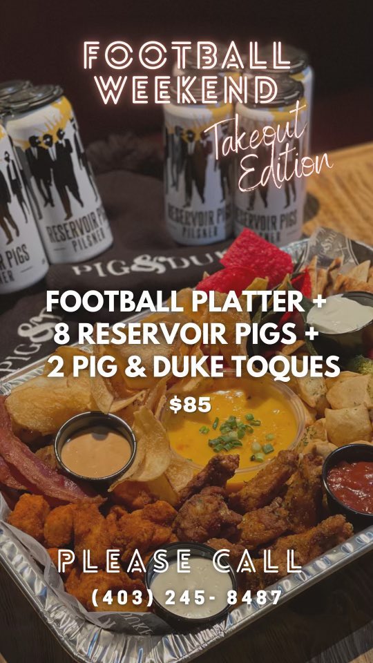 DanMcleod130's tweet photo. Grab Your Saturday Football Platter w/ 8 Res Pigs Tall Cans & x2 @PigandDuke Toques For $85 #TakeOutEdition #yyc #yycfood #yyceats #yycdrinks π·π» π π·π»ππ·π»ππ· https://t.co/tXrUnKmcU4