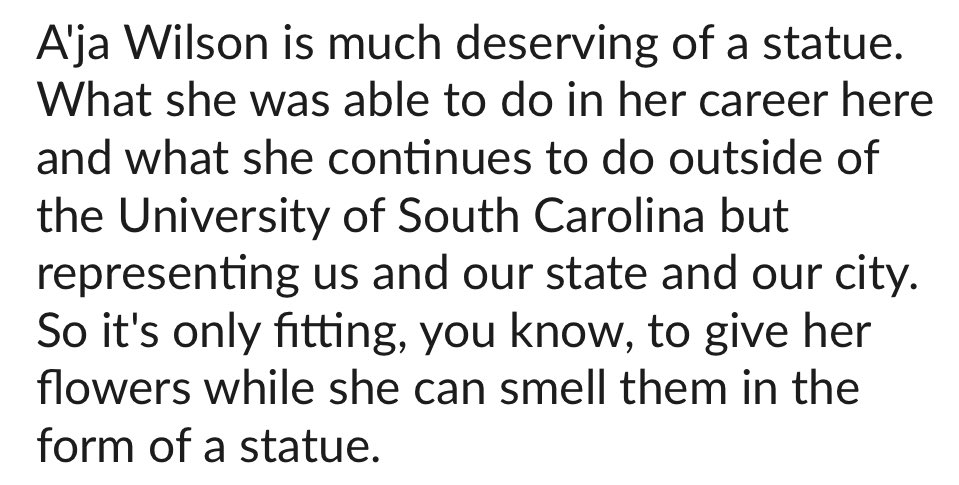 GregHadley9's tweet photo. Dawn Staley today on Aβja Wilsonβs newly erected statue outside of Colonial Life Arena #Gamecocks https://t.co/zuwH5cUbef