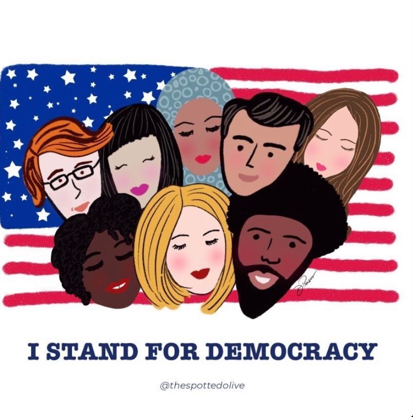 VotingShoes's tweet photo. I Stand for Democracy.  Do you?  #NeverForget January 6, 2021.  

Thank you @TheSpottedOlive for creating this image to share.  

Sincerely VotingShoes https://t.co/glb9SaZI93