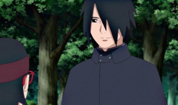 Boi smiled when Sarada calling him papa.