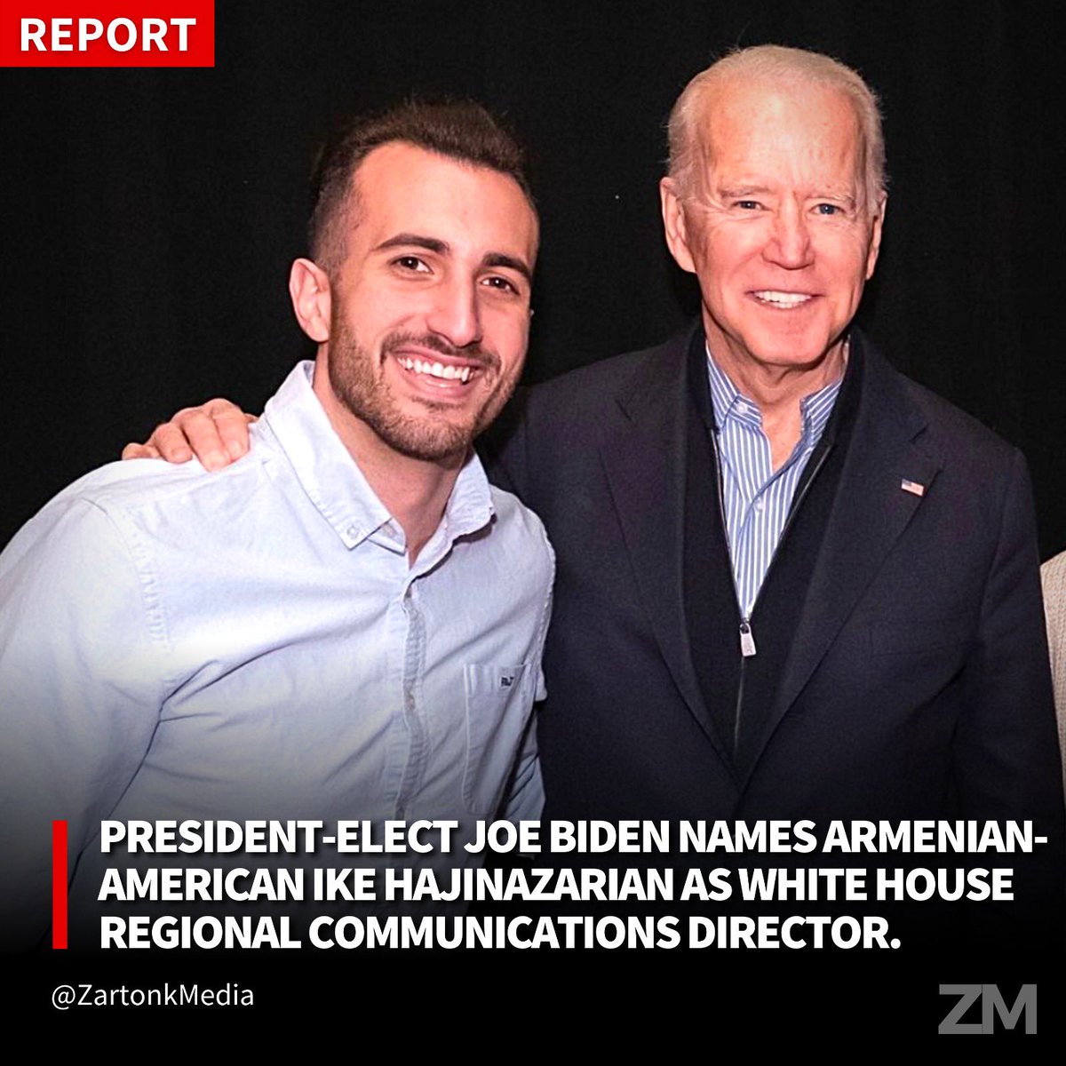 ZartonkMedia's tweet photo. President-Elect Joe Biden Names Armenian-American Ike Hajinazarian As White House Regional Communications Director. https://t.co/2HQxSRMihG