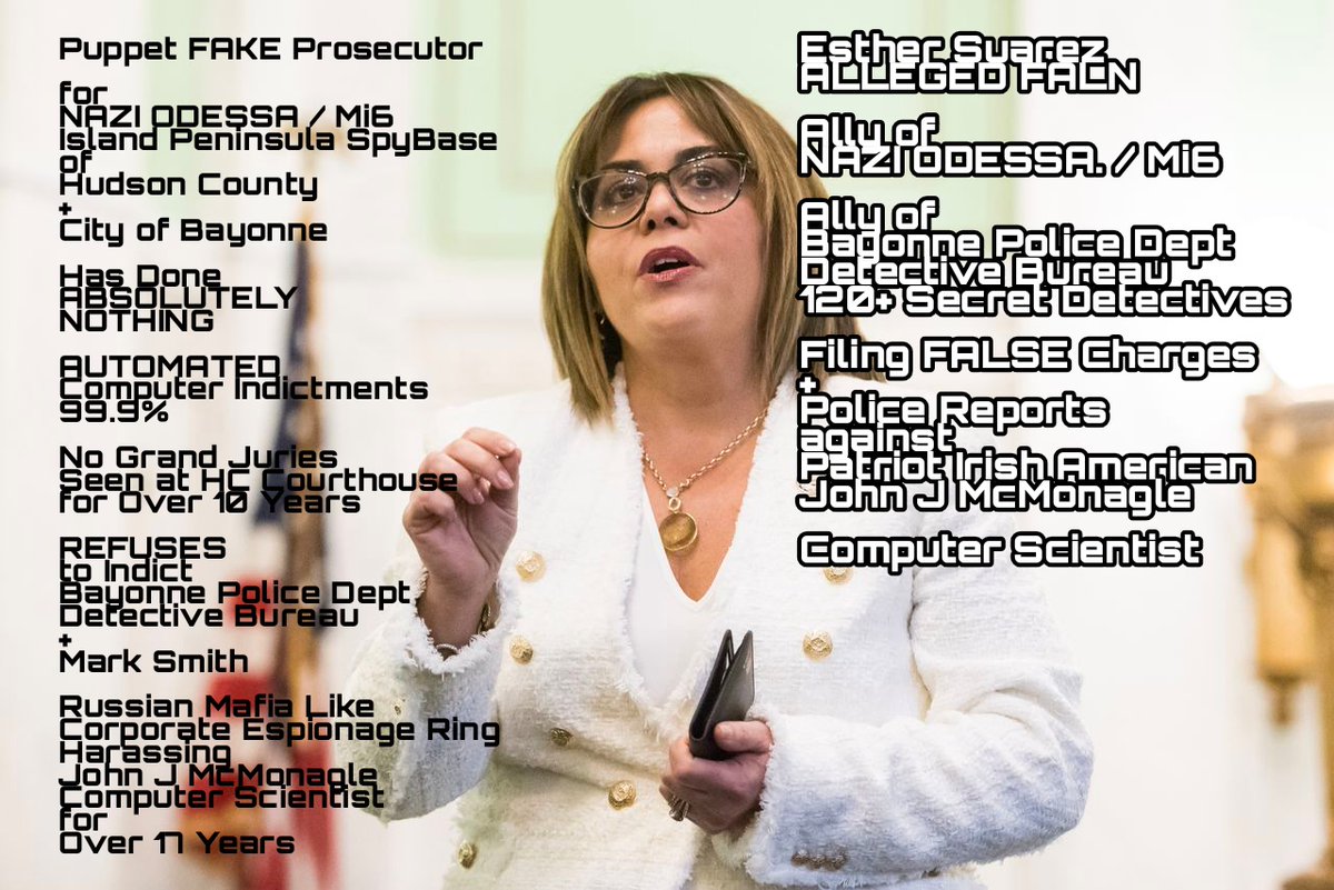 johnjmcmonagle's tweet photo. LETTER
#WashDC #Beltway
#Trenton #NewJersey
#HudsonCounty #TomDeGise
#BayonneNJ #NJ
To
@TheJusticeDept #DOJ
@FBI #FBI
#ChrstopherRay
@HCPOProsecutor
#EstherSuarez
MUST NEVER
Be Appointed
as @USAO_NJ
ALLEGED NAZI #FALN
ALLY of
@BayonnePolice #BPD
https://t.co/QB9kcDepr6 https://t.co/4pbT0UFUkK