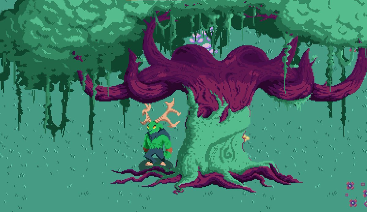 Didjynn's tweet photo. Nature gods always protect their mother tree.
Pixel art by Jere Sikstus 

#pixelart #narrativegame #rpg #indiegame #indiegamedev #gamemaker #gamedev #videogame https://t.co/ErLYYufSeG