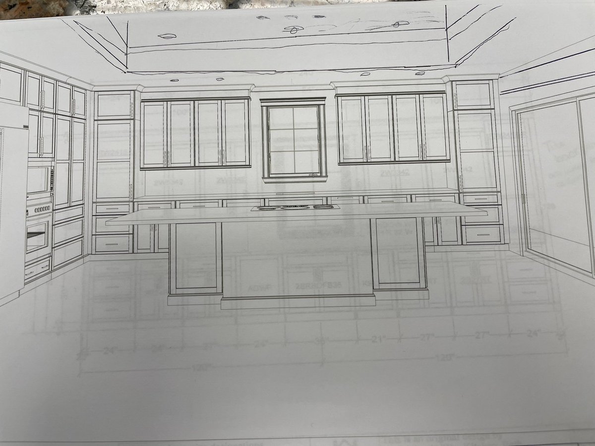 RivaCottage's tweet photo. 1/16/21 Riva Cottage Sneak peak ~ 👀 current #kitchenDesign with a sketching of the coffered ceiling. #cottageLiving https://t.co/rBxiO1W0ee