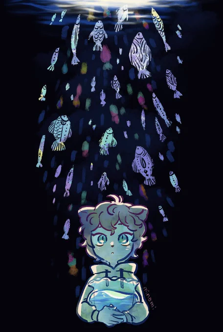 自分の描く魚美味しくなさそうだけど好き #創作 