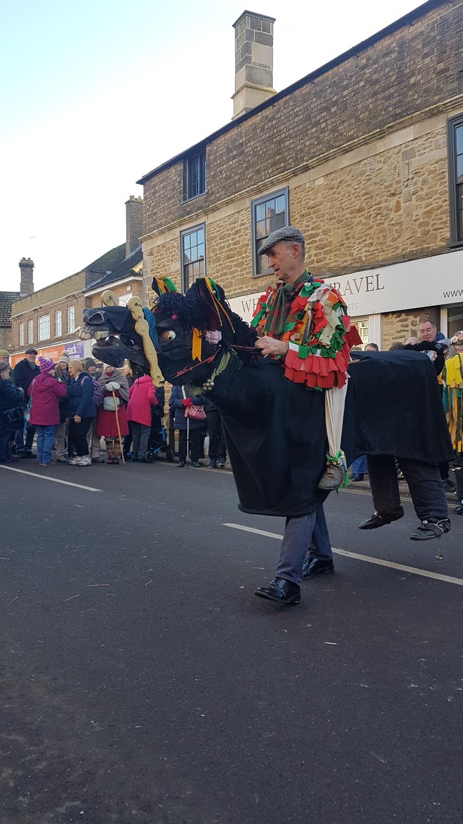 Many groups bring along their hobby horses, though one side take the opportunity to show off their enormous cockerel!