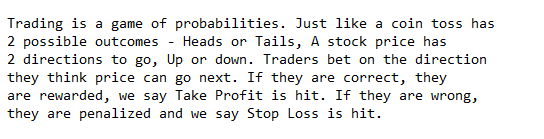How I will introduce trading to someone: This is what I have come up with, suggestions welcome!1/5. Trading is a Game  of Probabilities   https://twitter.com/Swapniltrader/status/1350374833310167045