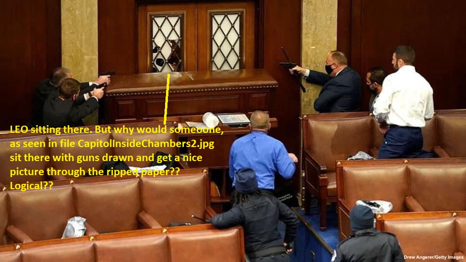 11) I forgot one. So the LEOs inside the chamber, guns drawn starring at the door with intensity. A "violent mob" happens to take out the camera and say "cheese." What composure!!! A medal is needed.