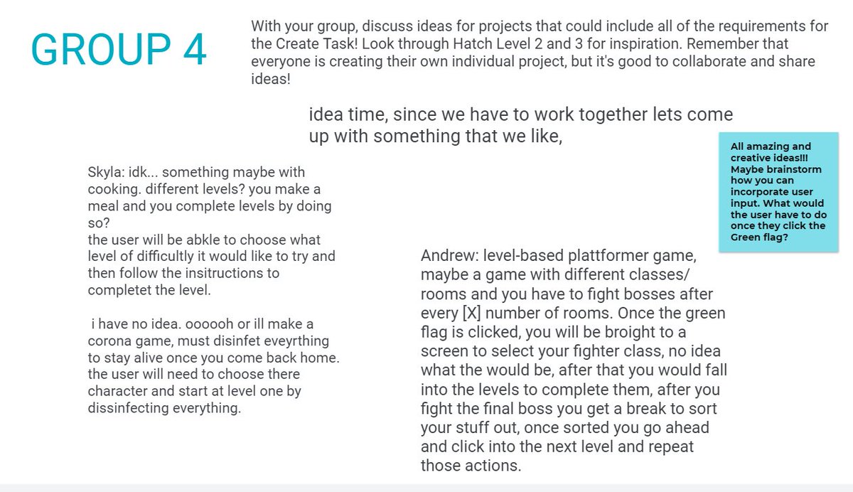 Knopf_Math's tweet image. Yesterday, I had my #APCSP Ss go into breakout rooms &amp;amp; use Jamboard to start planning out some ideas for their #CreateTask. They were able to help their peers brainstorm about their interests, &amp;amp; I was able to watch their progress and leave comments! #MineolaProud #ComputerScience