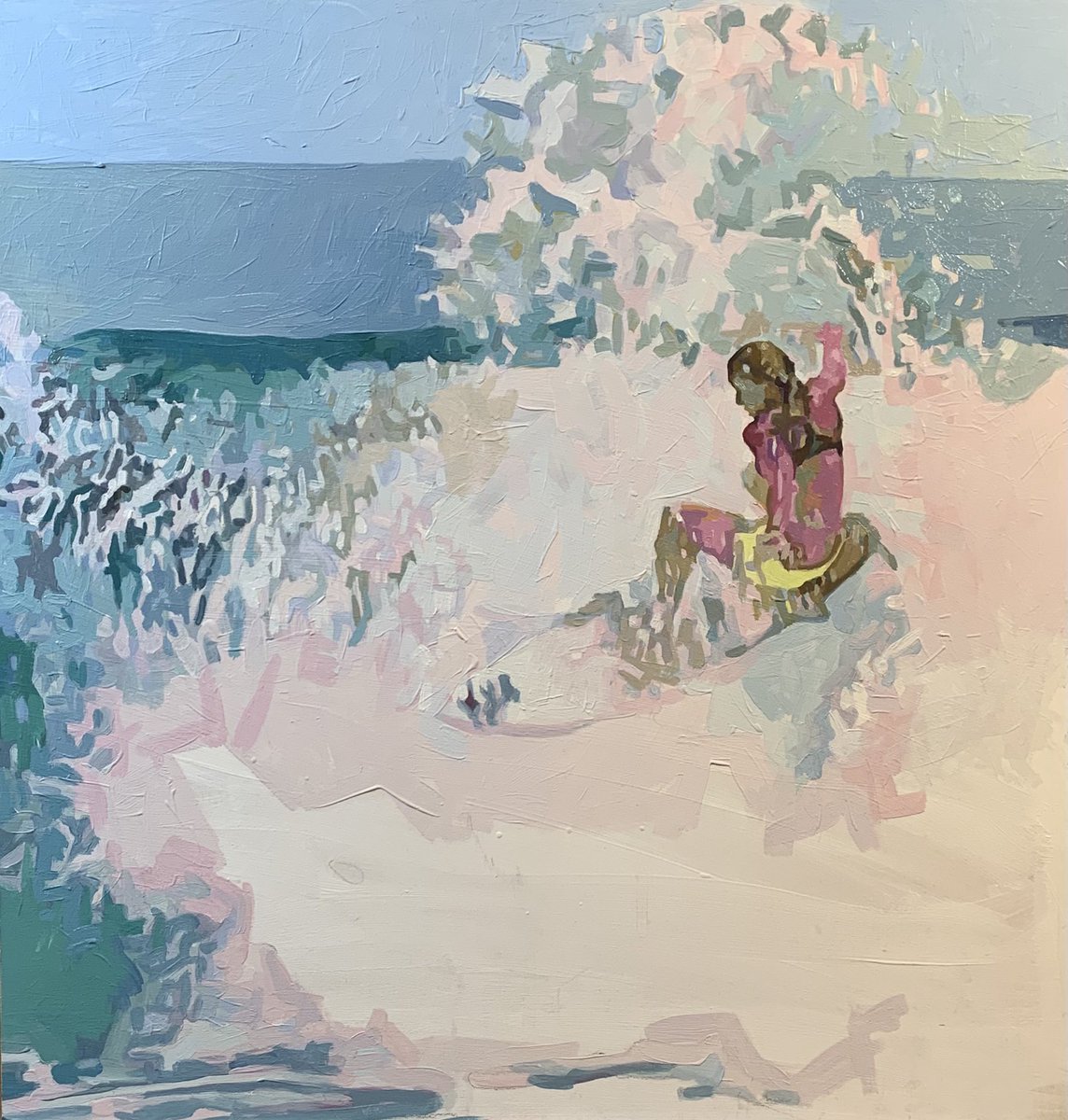 “Surfer#2”, oil on panel, 15x16”, 2021