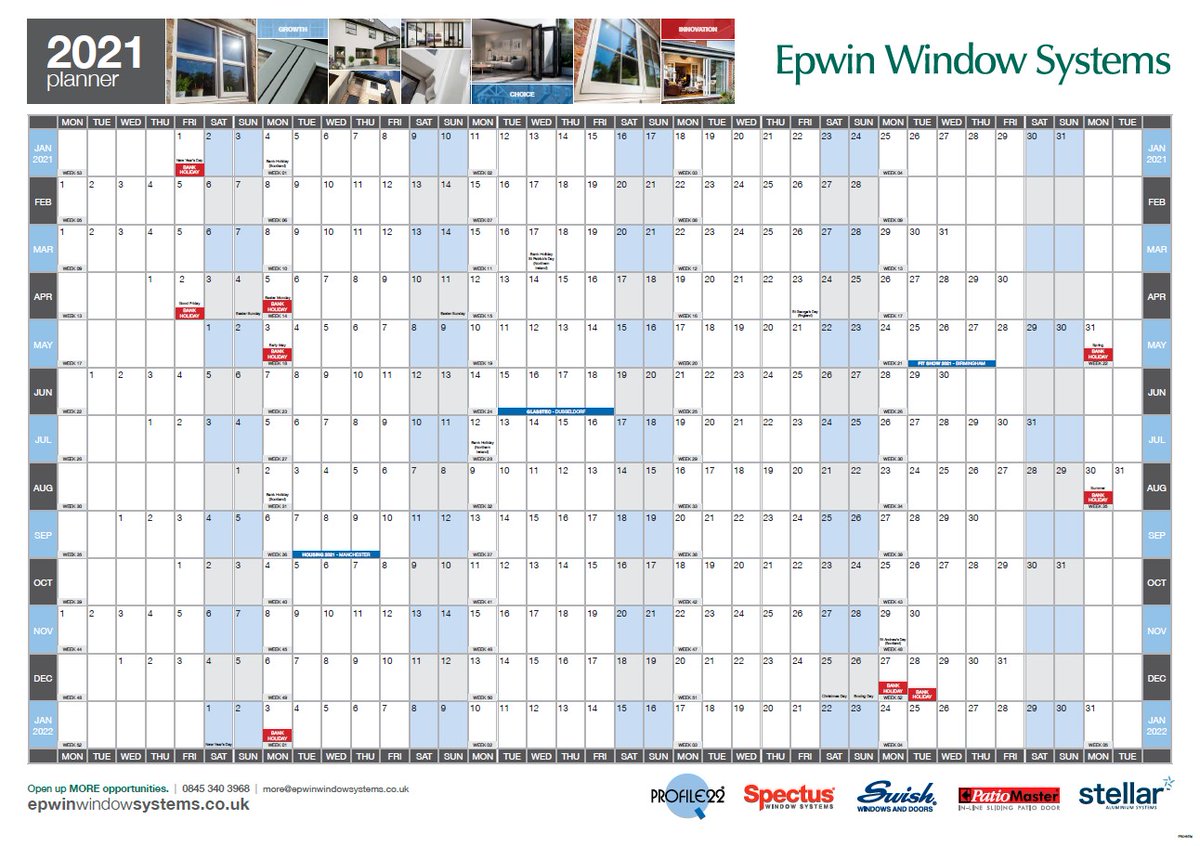 Despite the challenges of this year, it’s going to be a busy one for everyone! 📊

So here’s a little helper to get your activity planned! 💚

Email marketingteam@epwin.co.uk for your #FREE <a href="/EpwinWSystems/">Epwin Window Systems</a> wall planner! 📩