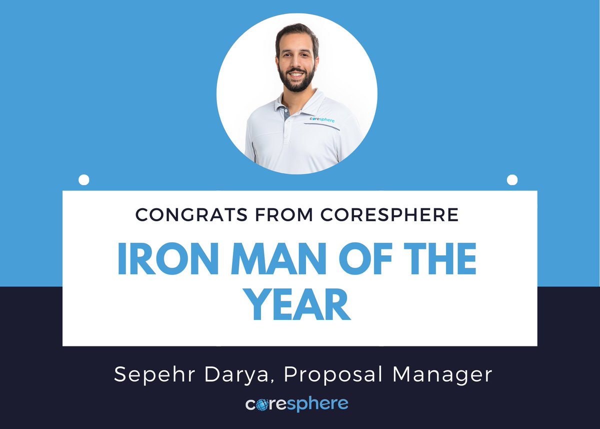 CoreSphere_LLC's tweet photo. Congratulations Sepehr Darya for winning the Iron Man of the Year Award!🎉 Sepehr is a dedicated leader who lives up to the core values of this company. We're proud to have Sep apart of the team!

#EmployeeHighlight #EmployeeSpotlight #TeamCoreSphere #businessdevelopment https://t.co/fDdEjAP5KX