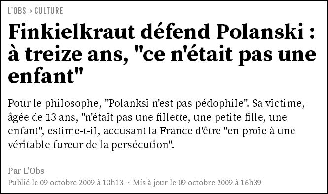Kyrie_Eleison7's tweet photo. @doltostoi @DavidPujadas @LCI Et surtout que l'immonde vermine de #Finkielkraut a déjà défendu 1 autre pédophile #Polanski toujours le même groupe #Finki #Goldnadel #ÉlisabethLévy a défendu aussi #GabrielMatzneff #Polanski #Duhamel les pédos et maintenant ils défendent #Finkielkraut ses gens sont immondes 😡 https://t.co/gR9cNiyhXB